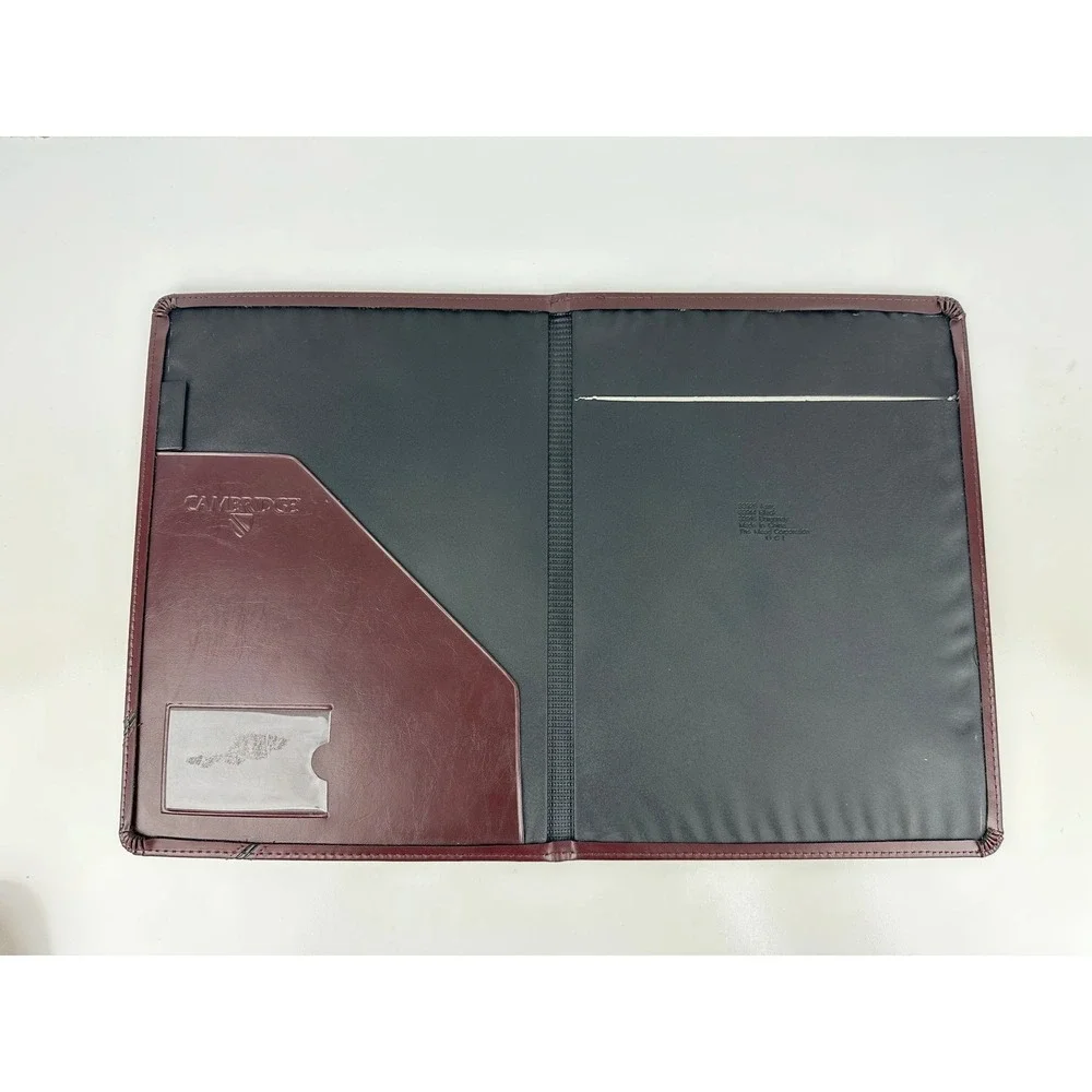 Cambridge Burgandy Faux Leather Professional Padfolio Portfolio Business Folder